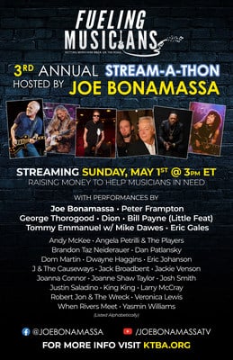 Blues Rock Star Joe Bonamassa Continues To Support Musicians In Need With Third Annual Stream-A-Thon Event For Fueling Musicians Program @
