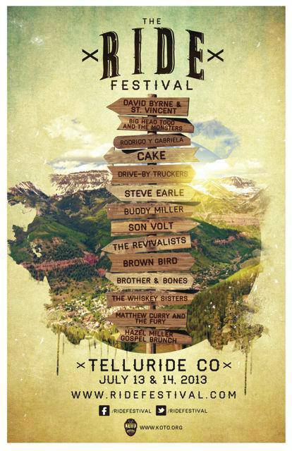 Telluride's Ride Festival Announces Final Lineup Installment For It's Second Annual Music Festival In Colorado's Breathtaking Telluride Town Park, July 13-14, 2013