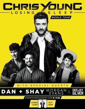Chris Young Extends 2018 Losing Sleep World Tour With Dan & Shay, Morgan Evans, And Dee Jay Silver