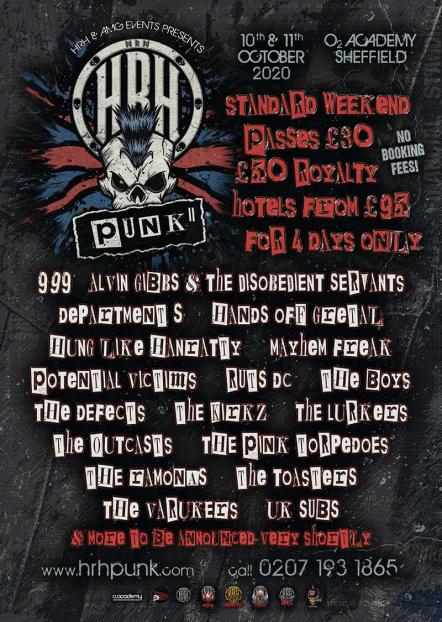 HRH Punk 2 Festival - Anarchy In UK 2020 Announce First 18 Bands: UK Subs, Ruts DC, The Boys, The Toasters, 999, And More
