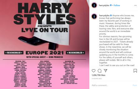 Harry Styles Postpones The European Leg Of 'Love On Tour'
