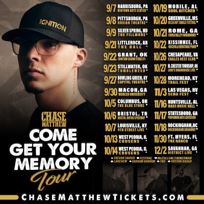 Chase Matthew Announces Headline 'Come Get Your Memory Tour'