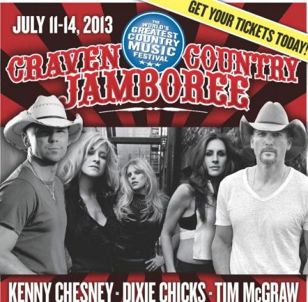 Kenny Chesney, Tim McGraw, Dixie Chicks, Randy Travis, Phil Vassar, Scotty McCreery, Brantley Gilbert And More Set For Craven Country Jamboree