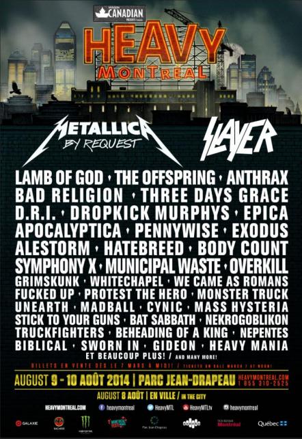 Heavy Montreal 2014: Metallica, Slayer, The Offspring, Lamb Of God And Many More