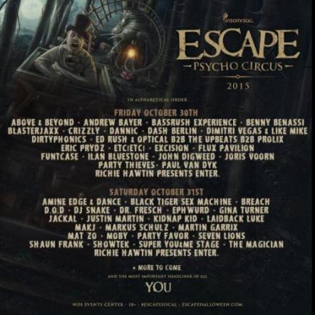 Insomniac Unveils Exciting First Round Of Artists For 5th Annual Escape Halloween Festival
