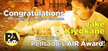 The Recording Connection Congratulates Jake Kiyokane On Winning Pensado A.I.R. (Best Assistant, Intern Or Runner) Award