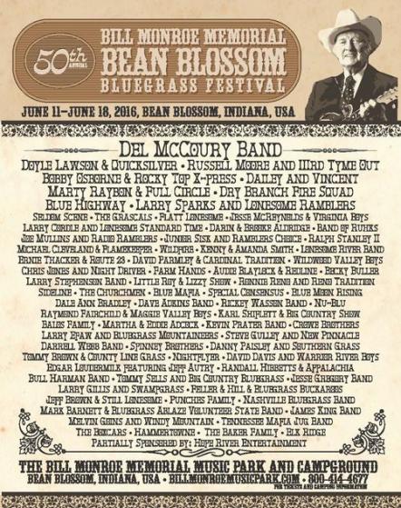 Line-Up Announced For 50th Annual Bill Monroe Memorial Bean Blossom Bluegrass Festival