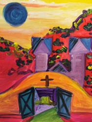 Santa Fe Art Classes Celebrates Easter; Beginner Students Paint Santuario De Chimayo In 2 Hour Class