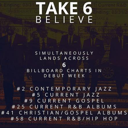 Take 6 Takes 6 Chart Spots With 'Believe'