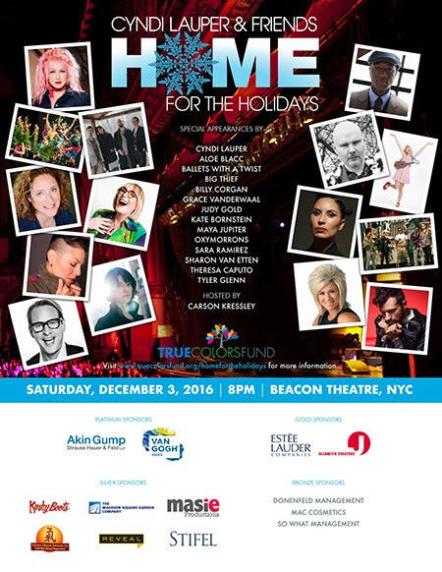 Cyndi Lauper's True Colors Fund Announces 6th Annual "Home For The Holidays" Benefit Concert Line-Up