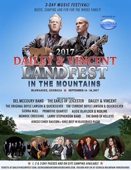 Dailey & Vincent Landfest In The Mountains, 3-Day Music Festival Presented By Springer Mountain Farms Set For September 14-16 In Hiawassee, GA
