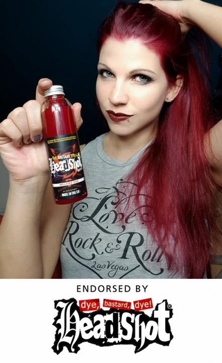 Dying Gorgeous Lies' Frontlady Liz Endorsed By Headshot Hair Dye Products!