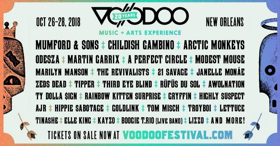 Mumford & Sons, Childish Gambino, Arctic Monkeys To Headline Voodoo Music + Arts Experience's 20th Anniversary