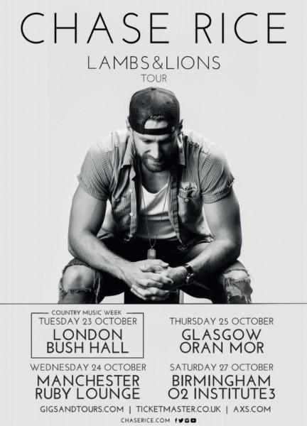 Chase Rice Extends 'Lambs & Lions' Headline Tour To Include UK Dates In October