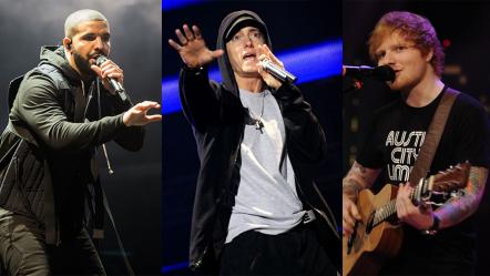 Drake, Ed Sheeran, And Eminem Top Spotify's 10th Anniversary Top-Streamed Artists Charts