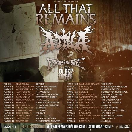 Sleep Signals On Tour With All That Remains, Attila, And Escape The Fate