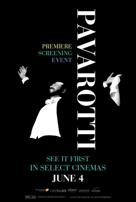 'Pavarotti' Premiere Screening Event Comes To Movie Theaters Nationwide On June 4, With A Special Introduction From Director Ron Howard