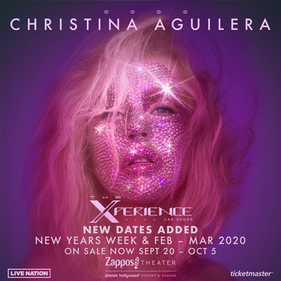 Superstar Christina Aguilera Announces Ten Additional Dates For Christina Aguilera: The Xperience At Planet Hollywood Resort & Casino