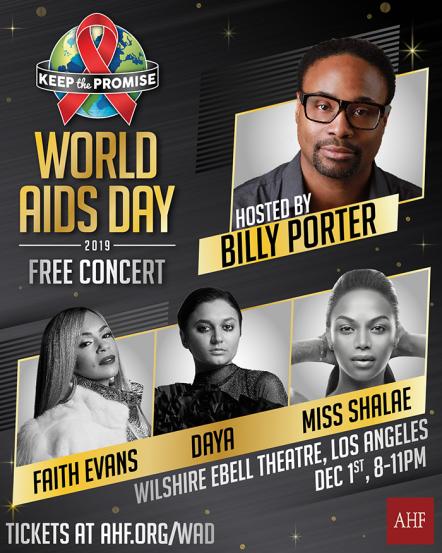 Emmy Award-Winner Billy Porter To Host 2019 World AIDS Day Concert With Faith Evans, Daya & Miss Shalae