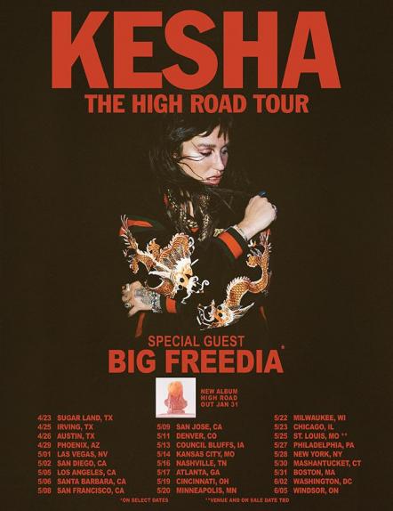 Kesha Takes The 'High Road' This Spring On 26-Date North American Tour
