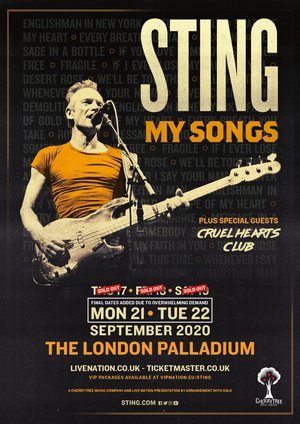 Sting Adds 2 Mores Dates To His 'My Songs' World Tour At The London Palladium
