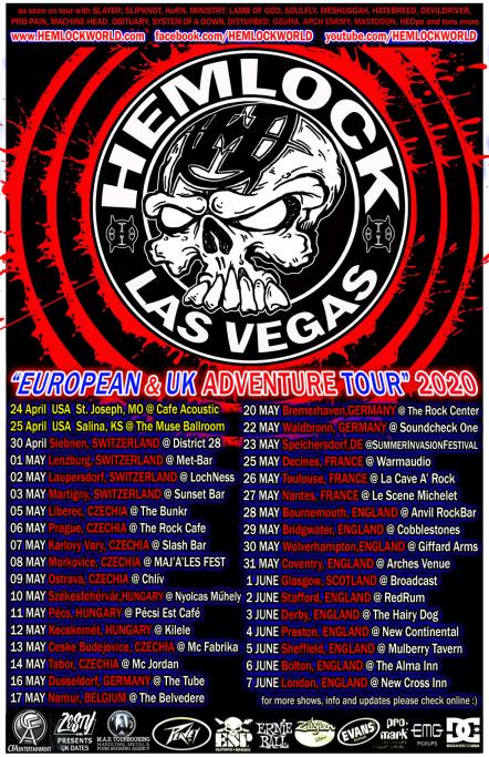 Las Vegas, Nevada Heavy Metal Band Hemlock Announce The 'European & UK Adventure Tour' 2020