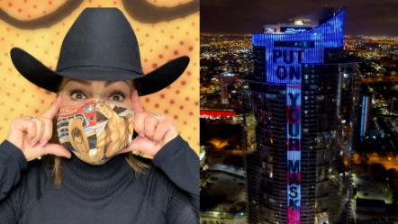 Gloria Estefan Debuts COVID-19 Musical Public Service Face Mask Message During Paramount Miami Worldcenter Stars & Stripes Curfew Tower Lighting
