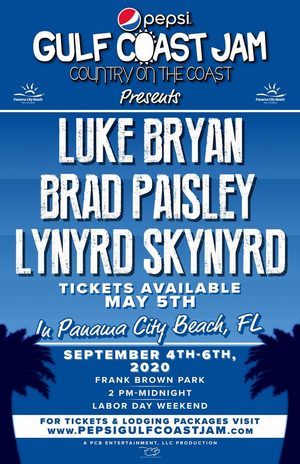 Luke Bryan, Brad Paisley And Lynyrd Skynyrd To Headline 2020 Pepsi Gulf Coast Jam