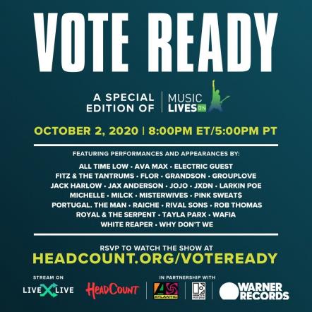 LiveXLive Brings "The Vote Ready Festival" To "Music Lives On" Franchise In Partnership With Atlantic Records' 'ATL Votes'