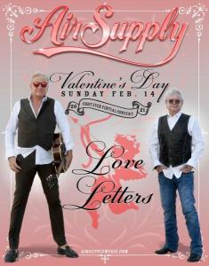 Air Supply To Stream 'Love Letters' Worldwide Online Concert, Valentine's Day, February 14, 2021