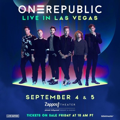 OneRepublic To Perform At Zappos Theater For Exclusive Two-Night Engagement September 4 And 5, 2021