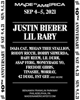 Justin Bieber & Lil Baby To Headline 10th Made In America Festival On Labor Day Weekend 2021