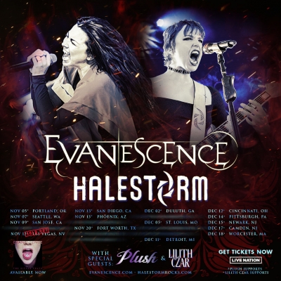 Evanescence & Halestorm's Fall Tour Adds Openers Plush & Lilith Czar!