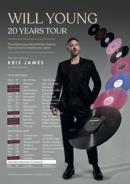 Kris James Joins Will Young As Special Guest On His 20 Years Tour