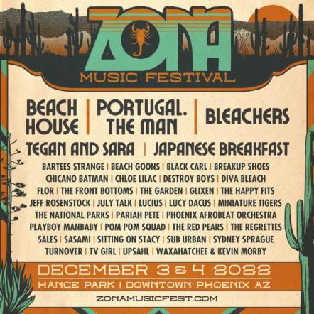 Zona Music Festival Announces Inaugural Lineup Featuring Headliners Beach House, Portugal.The Man, Bleachers, Tegan And Sara & Japanese Breakfast - Dec. 3 & 4 In Downtown Phoenix, AZ