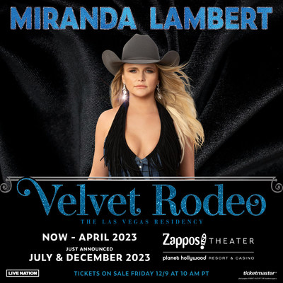 Miranda Lambert Extends Velvet Rodeo Headlining Las Vegas Residency With New July And December 2023 Dates