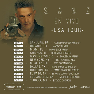 Alejandro Sanz Announces "Sanz En Vivo" Tour Hitting 12 Cities Across The US This Fall