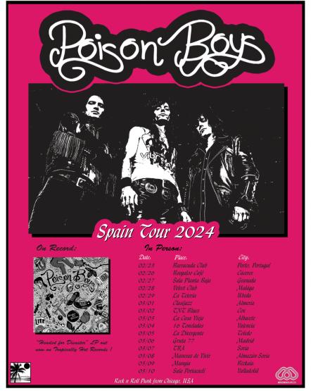 Chicago Rock N Roll Punk Trio Poison Boys Announce Spain 2024 Tour (Feb 23-March 10)
